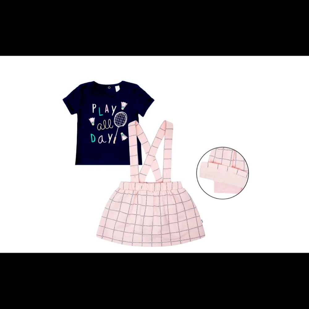 🆕 NWT PETITE LEM SHIRT & SKORT KNIT SUSPENDERS